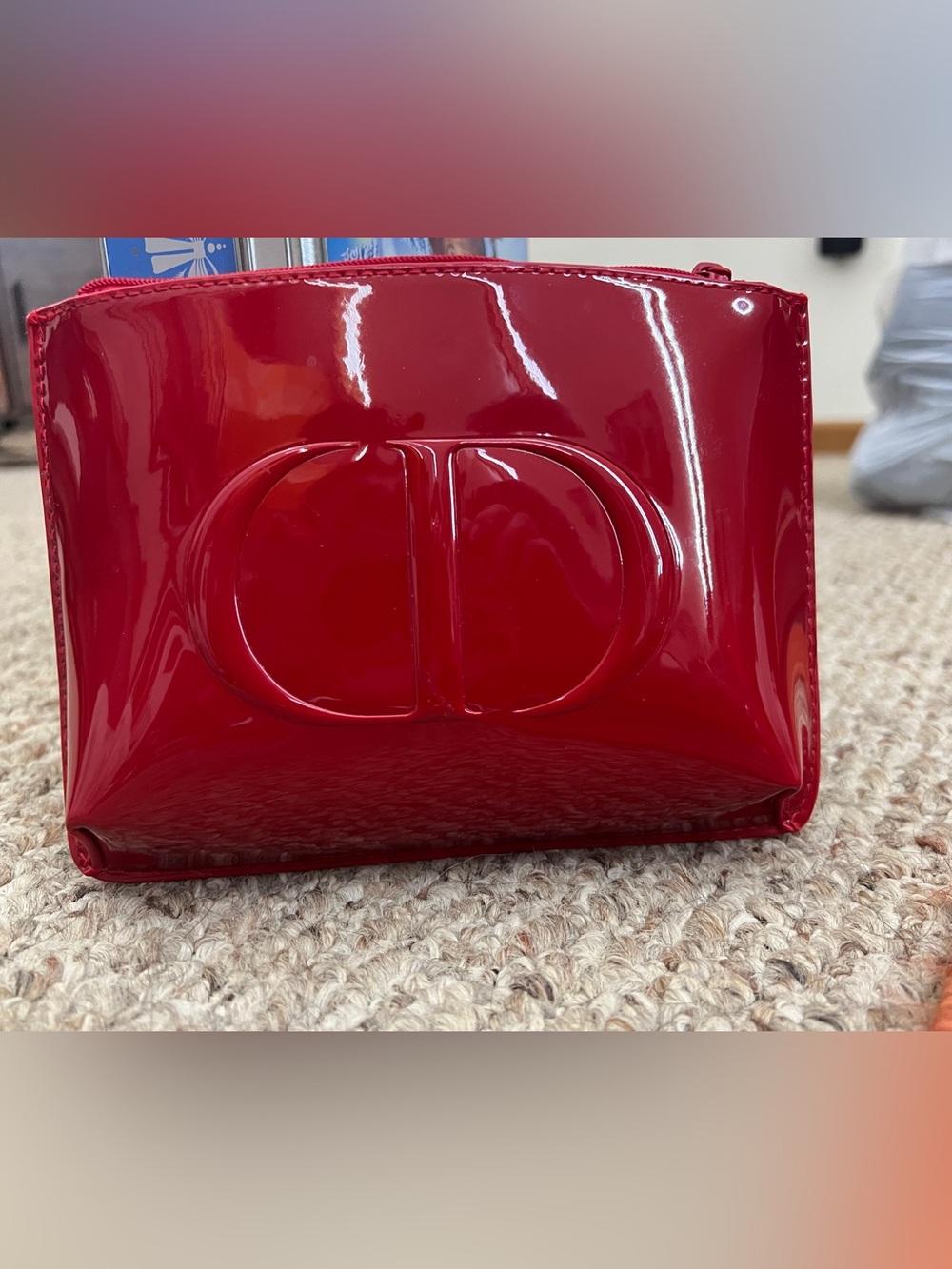 Dior Beauty Red Patent Leather Cosmetic Pouch
